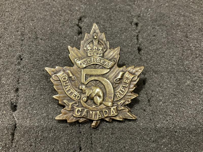 WW1 C.E.F 5th Canadian Mounted Rifles cap badge