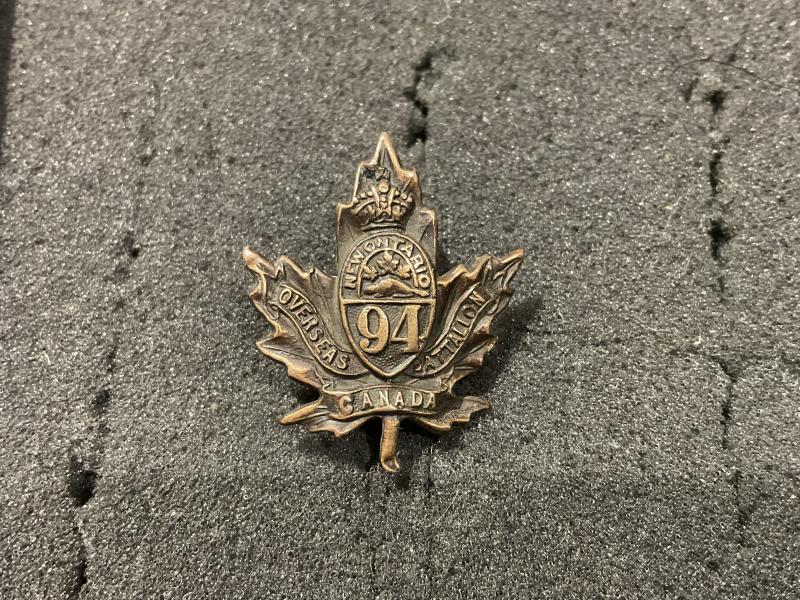 WW1 94th Inf Bt, ‘New Ontario Batt’ collar badge