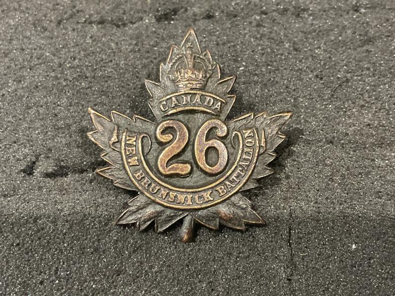 WW1 C.E.F 26th Inf Bt,’New Brunswick’ collar badge
