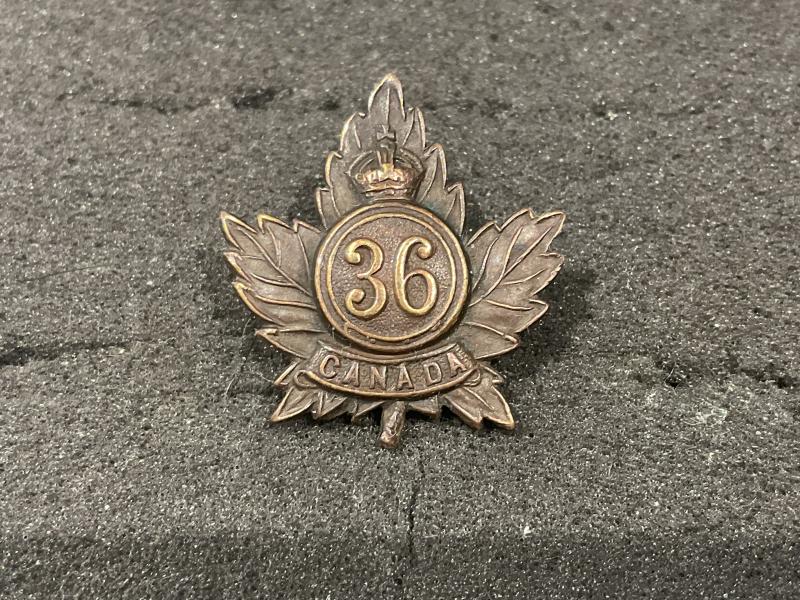 WW1 C.E.F 36th Inf Bn collar badge