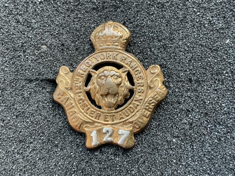 C.E.F Officers 127th Battalion York Rangers collar badge