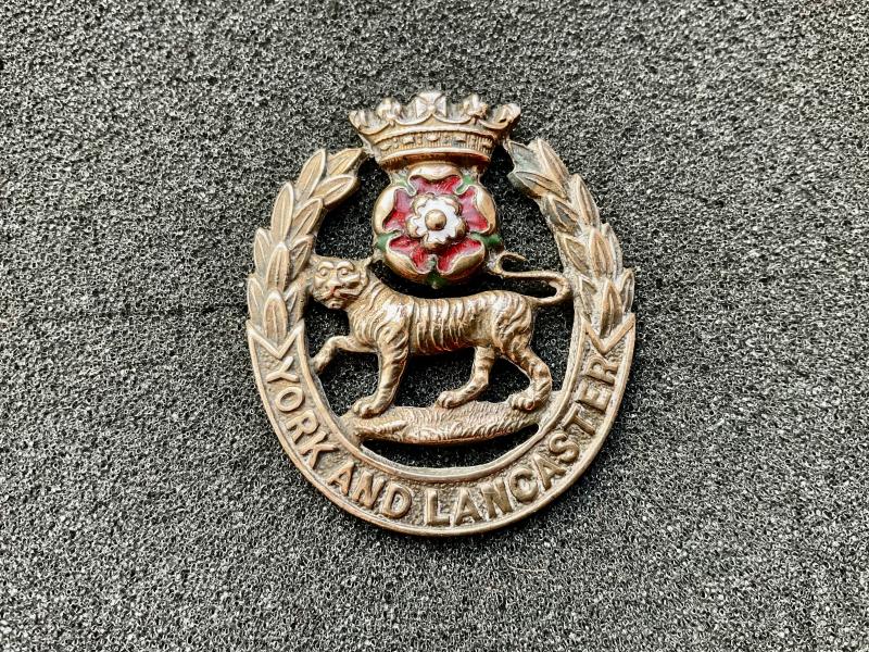 York & Lancaster Regt officers brass and enamel cap badge