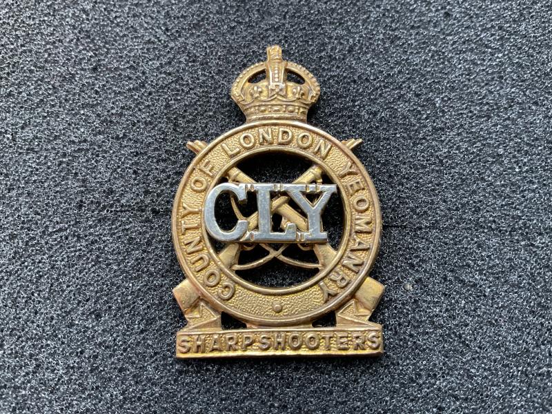 WW2 County of London Yeomanry officers cap badge