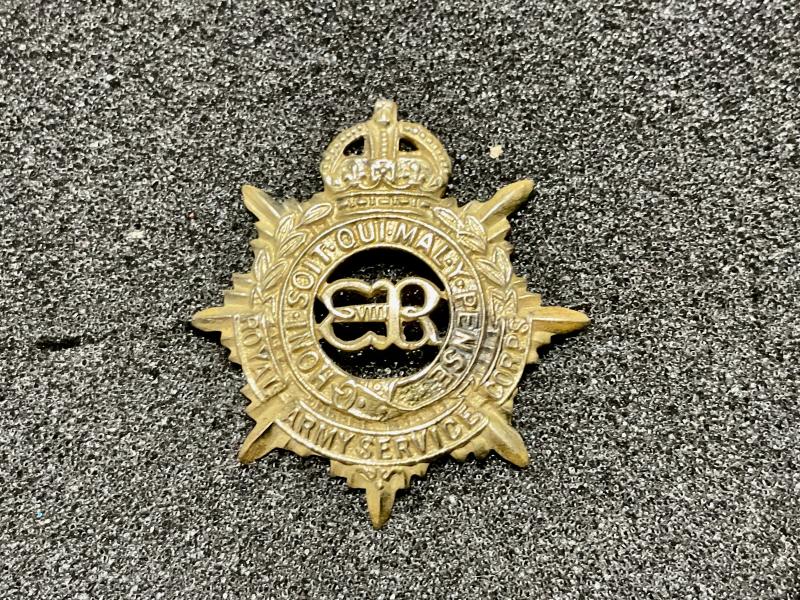 Edward VIII R.A.S.C Brass O.Rs collar badge