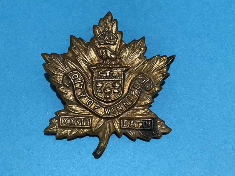 WW1 C.E.F 27th City of Winnipeg Regt collar badge