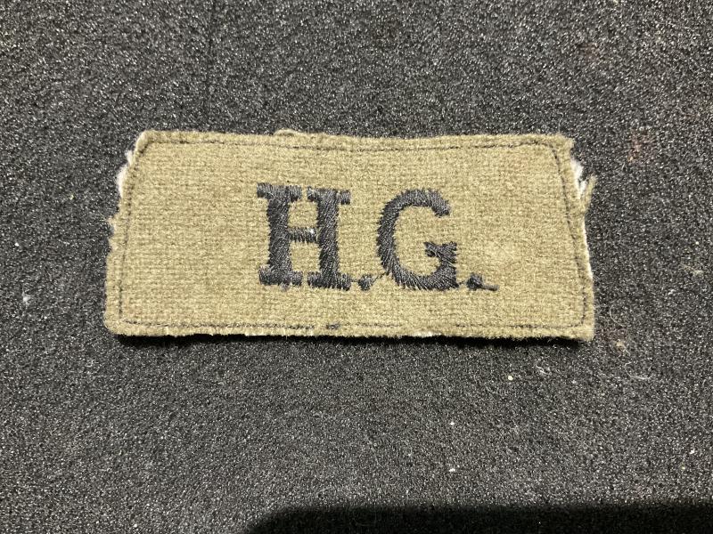 WW2 H.G (Home Guard) slip on shoulder title
