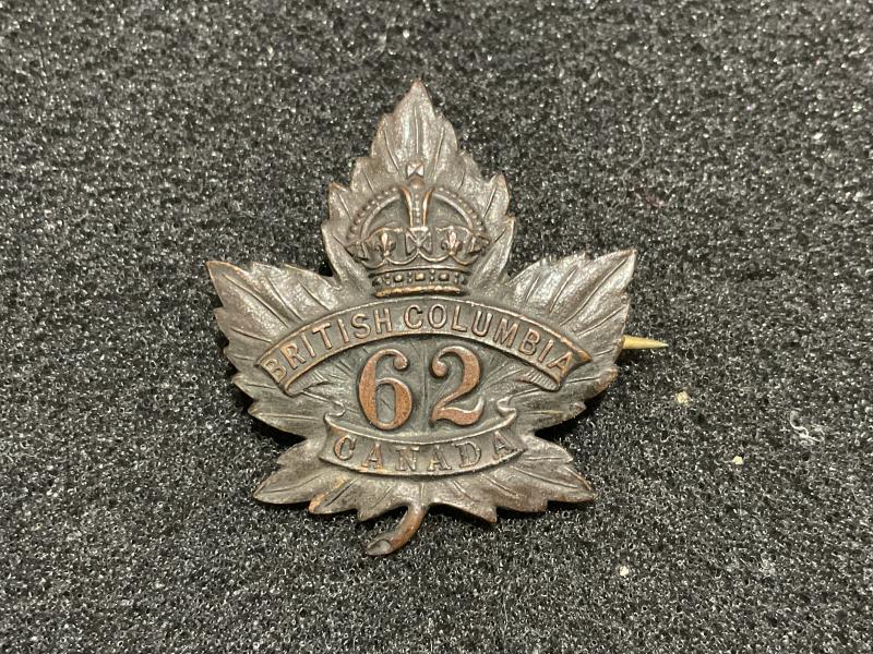WW1 C.E.F 62nd Battalion ‘British Columbia’ collar badge