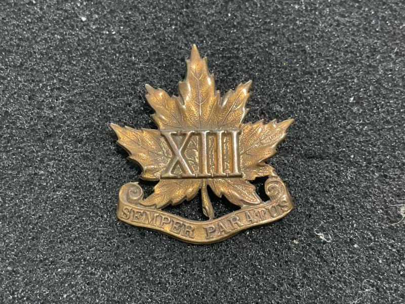 Canadian 13th Regiment collar badge