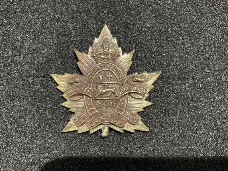 WW1 C.E.F 2nd Quebec Regt, 1st Depot Btn cap badge