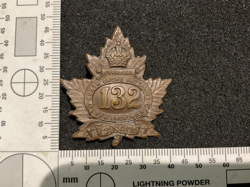 WW1 C.E.F 132nd Inf  ‘North Shore Battalion’ cap badge