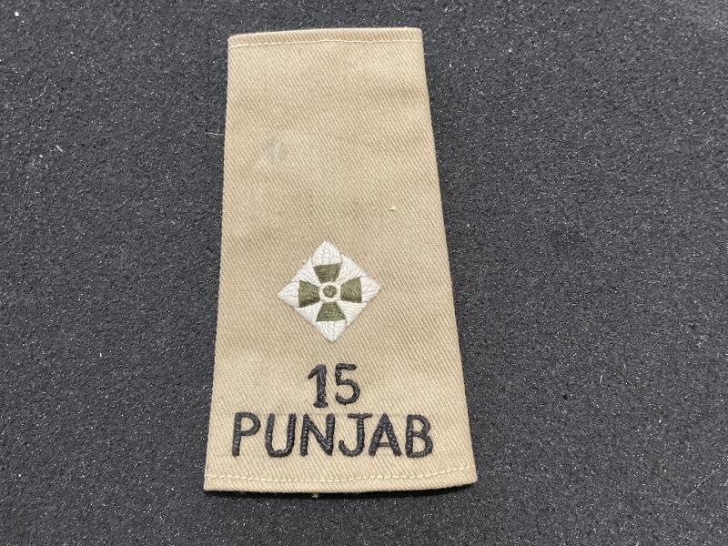 WW2 15th Punjab Regiment cloth rank slide