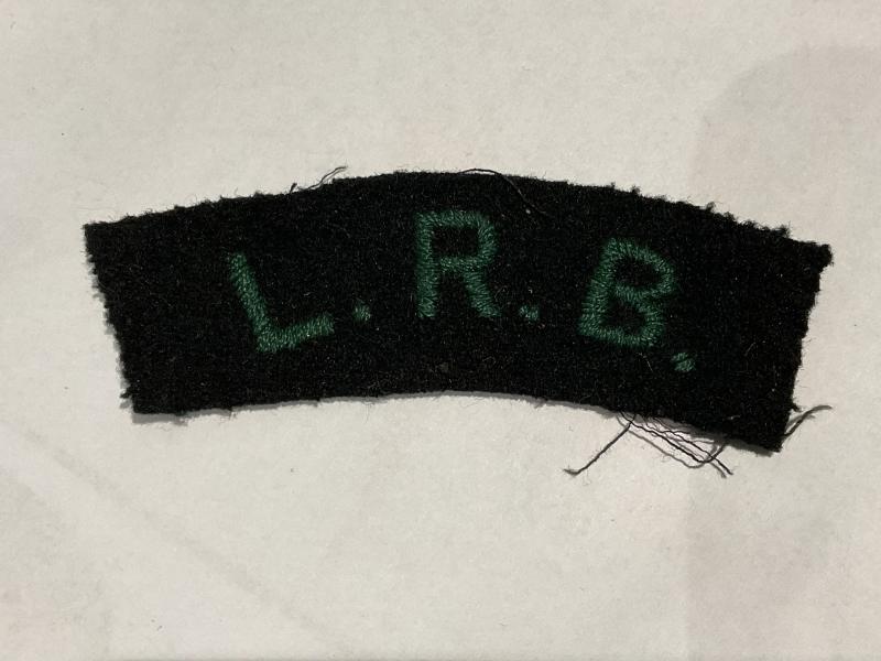 WW1-1920s L.R.B (london Rifle Brigade) cloth title