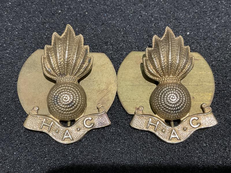 H.A.C brass collar badges
