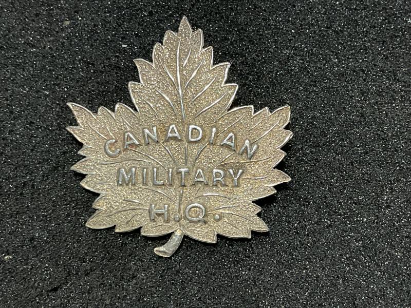 WW1 Canadian Military H.Q officers silver cap badge