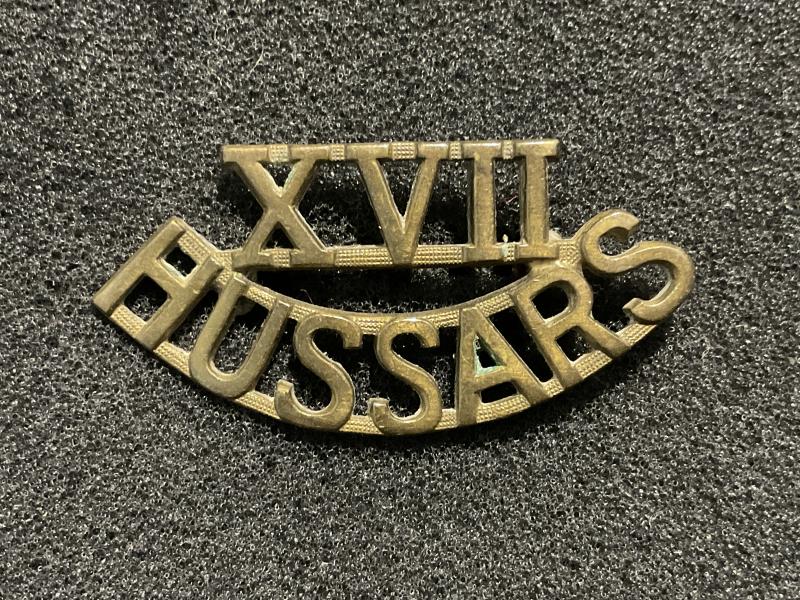 WW2 Canadian XVII Hussars brass shoulder title