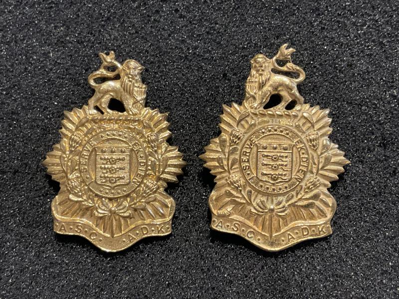 S.A Army Service Corps brass collar badges