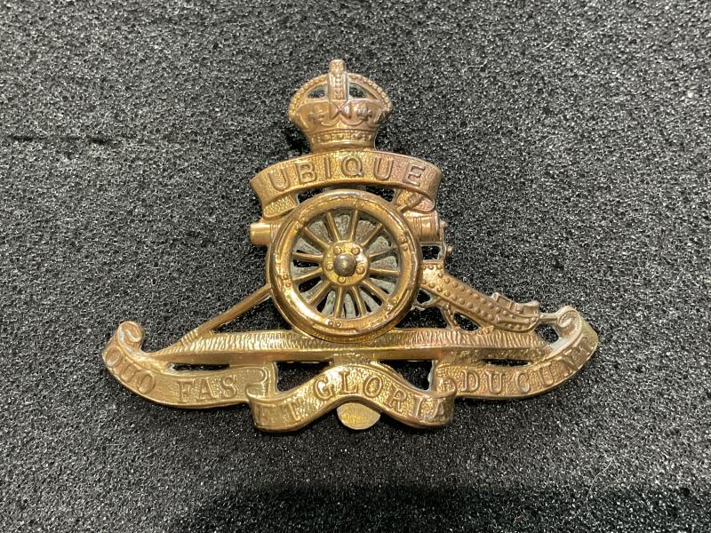 Post 1902 R.A cap badge by LAMBOURNES BIRMINGHAM