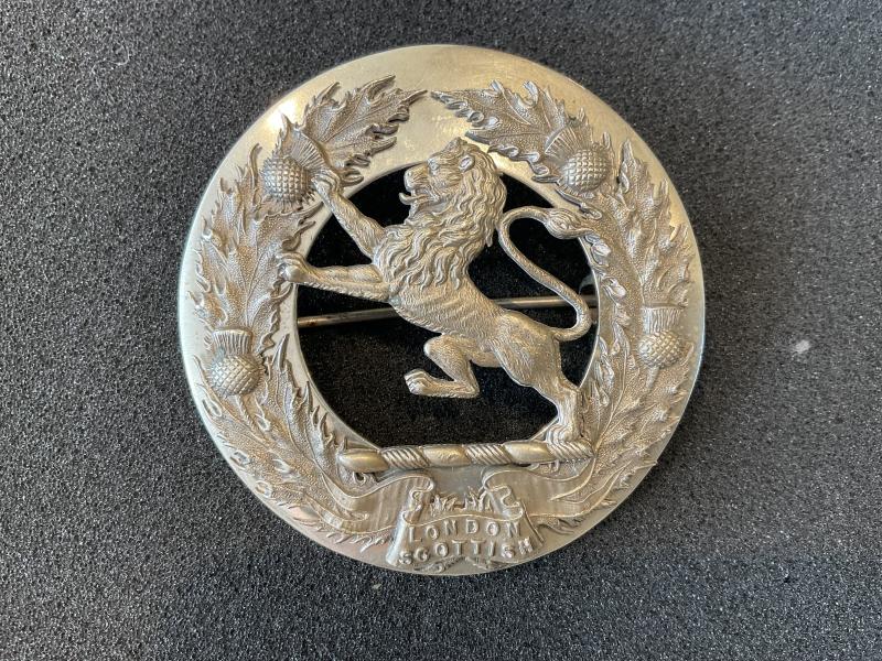 Victorian London Scottish plaid badge