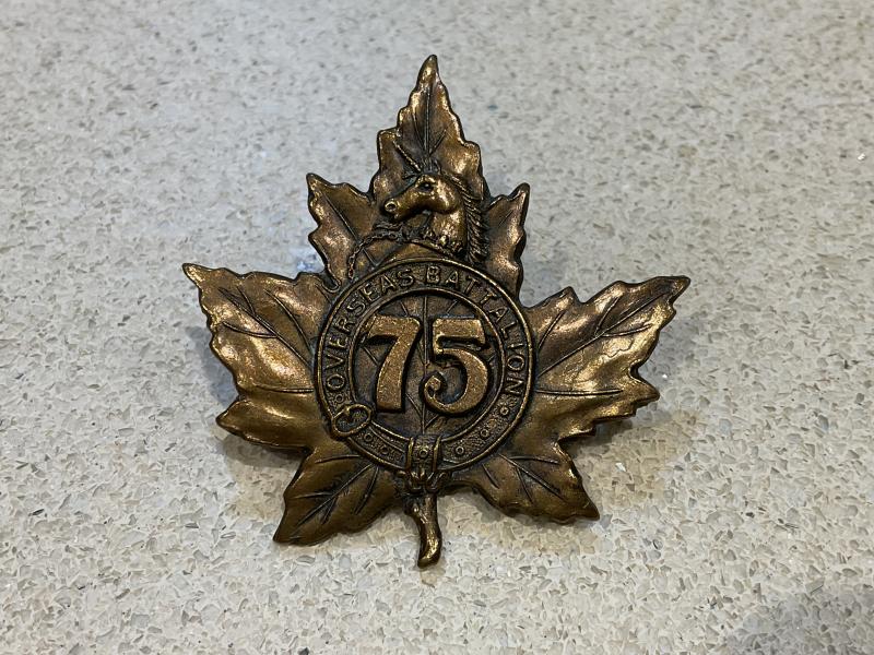 WW1 C.E.F 75th Overseas Battalion (Toronto) cap badge