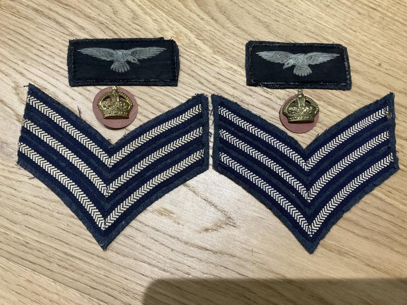 R.A.F flight Sergeants battle dress insignia group
