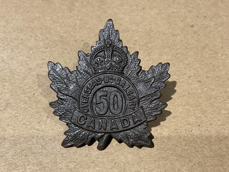 WW1 C.E.F 50th Infantry Batt, Calgary Regiment cap badge