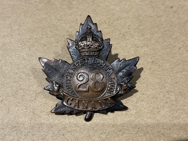 WW1 C.E.F 28th Infantry Batt, north West Regt cap badge