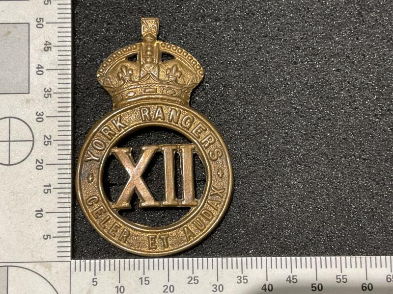 1915 Dated 12th York Rangers Cap badge