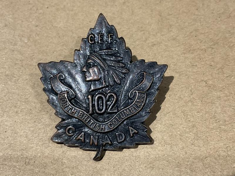 WW1 C.E.F 102nd Infantry Battalion cap badge