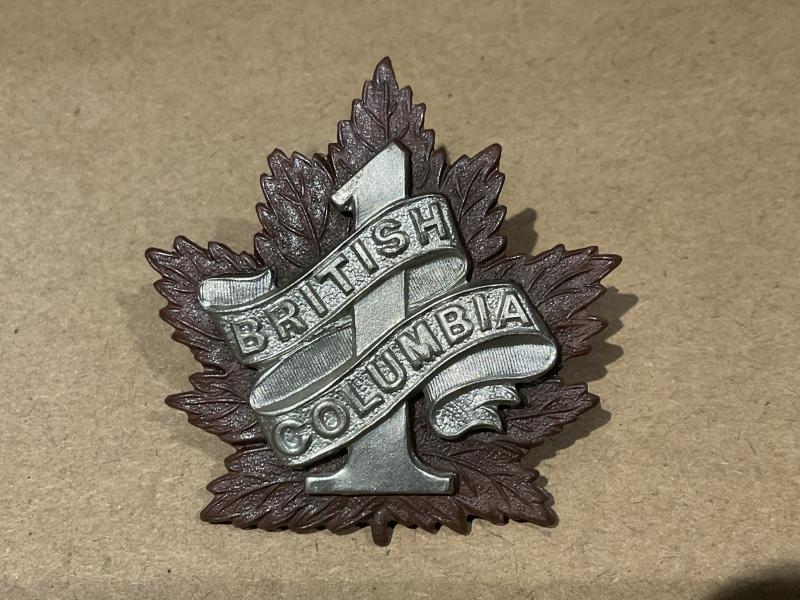 WW1 C.E.F 7th Infantry Batt, 1st British Columbia Regt cap badge