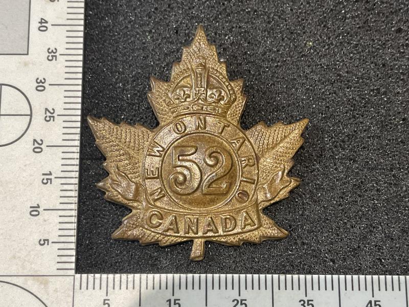 WW1 C.E.F 52nd Inf Batt ‘New Ontario Regt’ cap badge