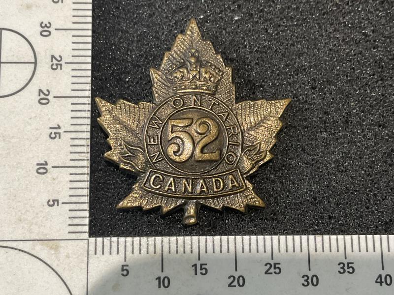 WW1 C.E.F 52nd Inf Btn ‘New Ontario Regt’ collar badge