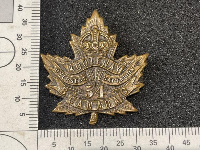 WW1 C.E.F 54th Inf Btn ‘Kootenay Battalion’ cap badge