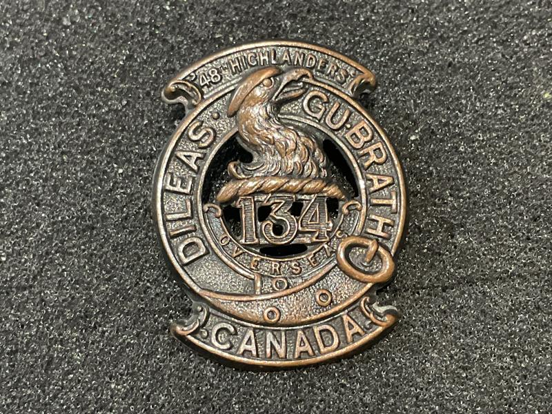 WW1 C.E.F 134TH Inf Bn, ‘48th Highlanders collar badge