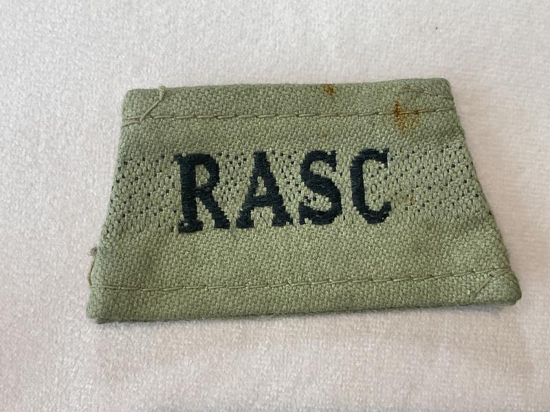 WW2 Indian made R.A.S.C slip on shoulder title
