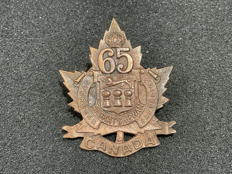 WW1 C.E.F 65th Overseas Battalion cap badger by Inglis