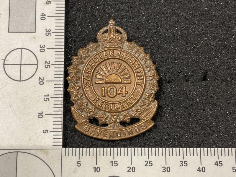 Pre WW1 104th Canadian Infantry Regiment cap/collar