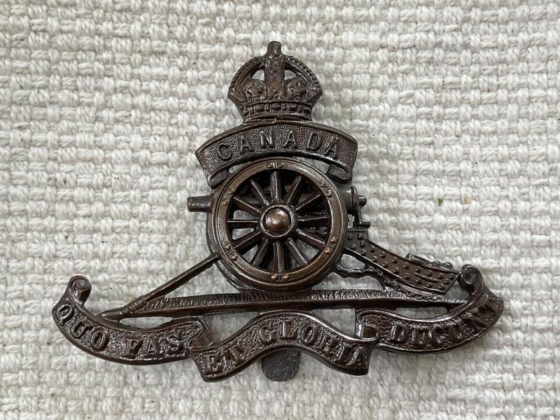 WW1 Royal Canadian Artillery officers bronze cap badge
