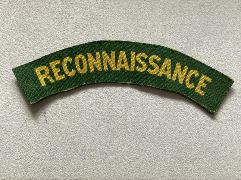 WW2 Printed RECONNAISSANCE shoulder title