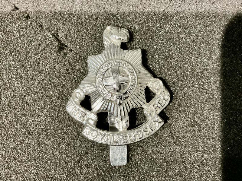 The Royal Sussex Regt Chrome plated cap badge