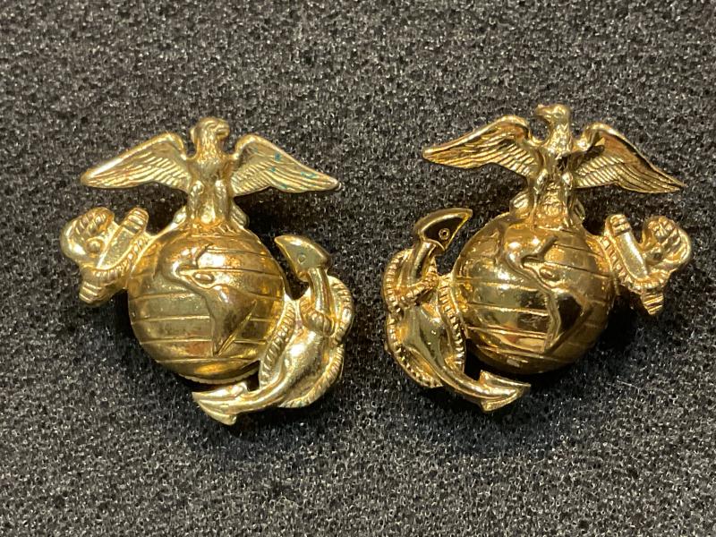 U.S.M.C other ranks brass collar badges