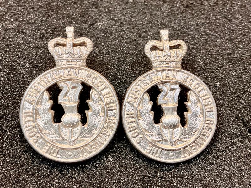 27th South Australia Scottish Regt collar badges