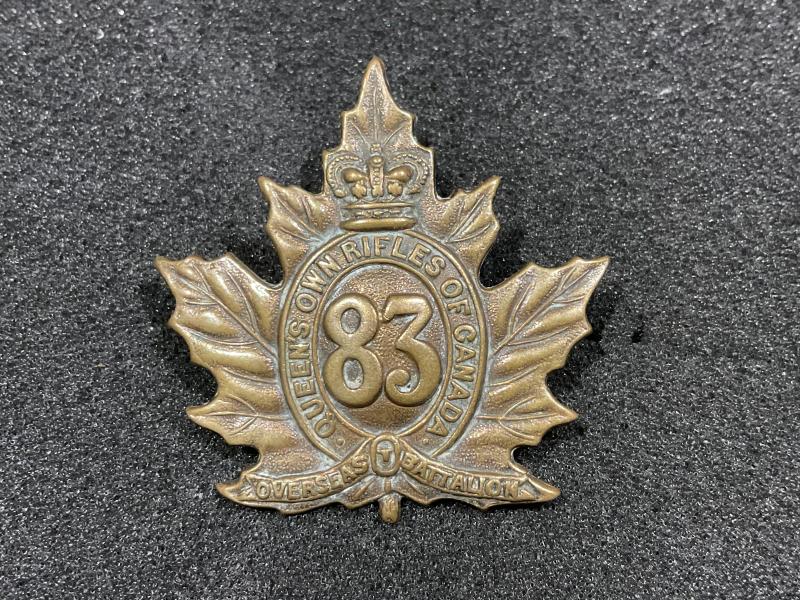 WW1 CEF 83rd Infantry Batt (Queens Own) cap badge