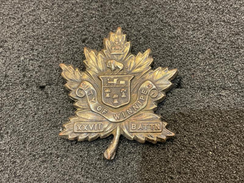 WW1 CEF 27th Infantry Battalion collar badge