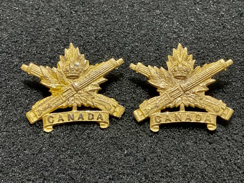 WW1 Canadian Machine Gun Corps officers gilt collars