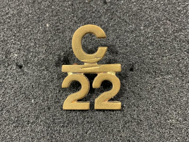 WW1 22nd Infantry Battalion C22 collar badge