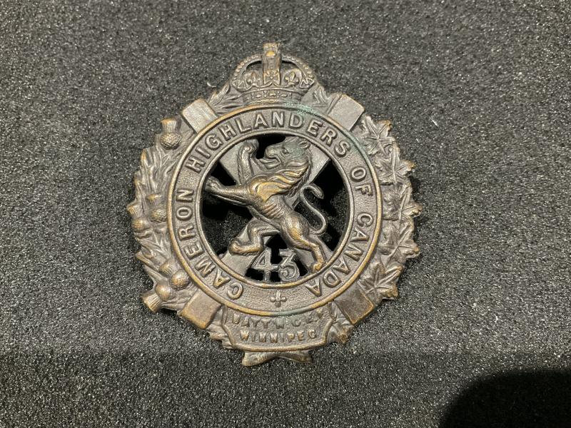 WW1 CEF 43rd Bn, Cameron Highlanders O.S.D Glengarry badge