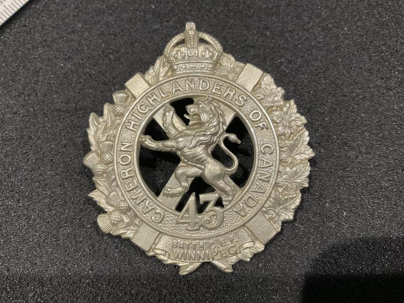 WW1 CEF 43rd Inf Batt, Cameron Highlanders Glengarry badge