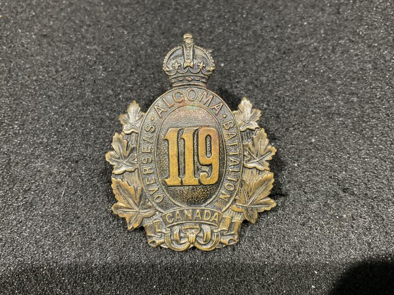 WW1 CEF 119th INF Btn, ‘ALGOMA OVERSEAS’ cap badge