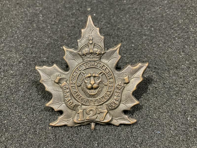 WW1 CEF 127th Infantry Battalion ‘12th York Rangers’ cap badge