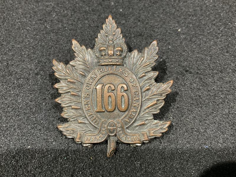 WW1 CEF 166th Inf Btn, ‘Queens Own Rifles’ cap badge